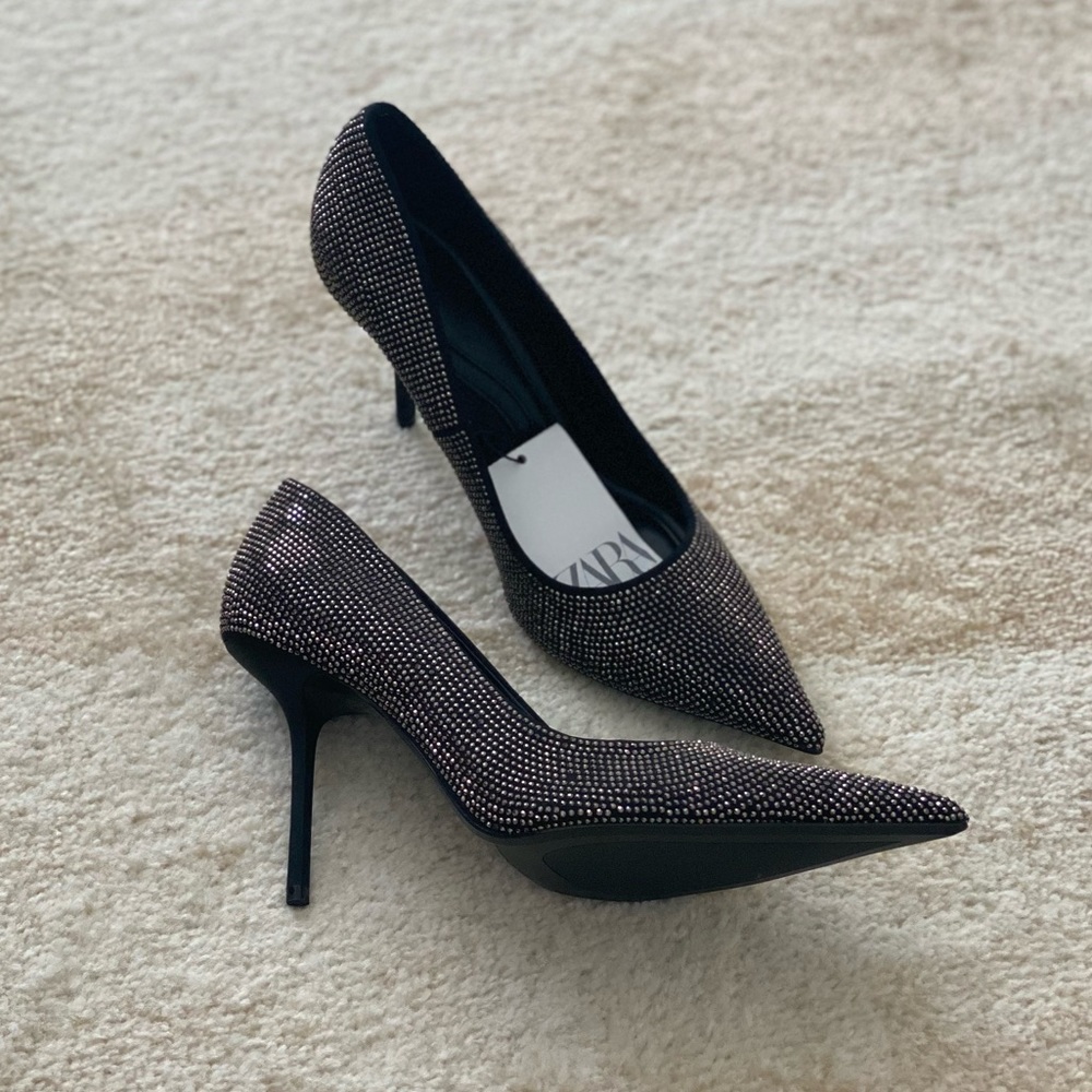 NWT! Zara Rhinestone Embellished Pumps - size 8 US / 39 EUR - Picture 4 of 5